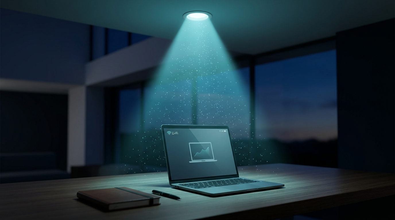 Li-Fi data beam from a ceiling fixture